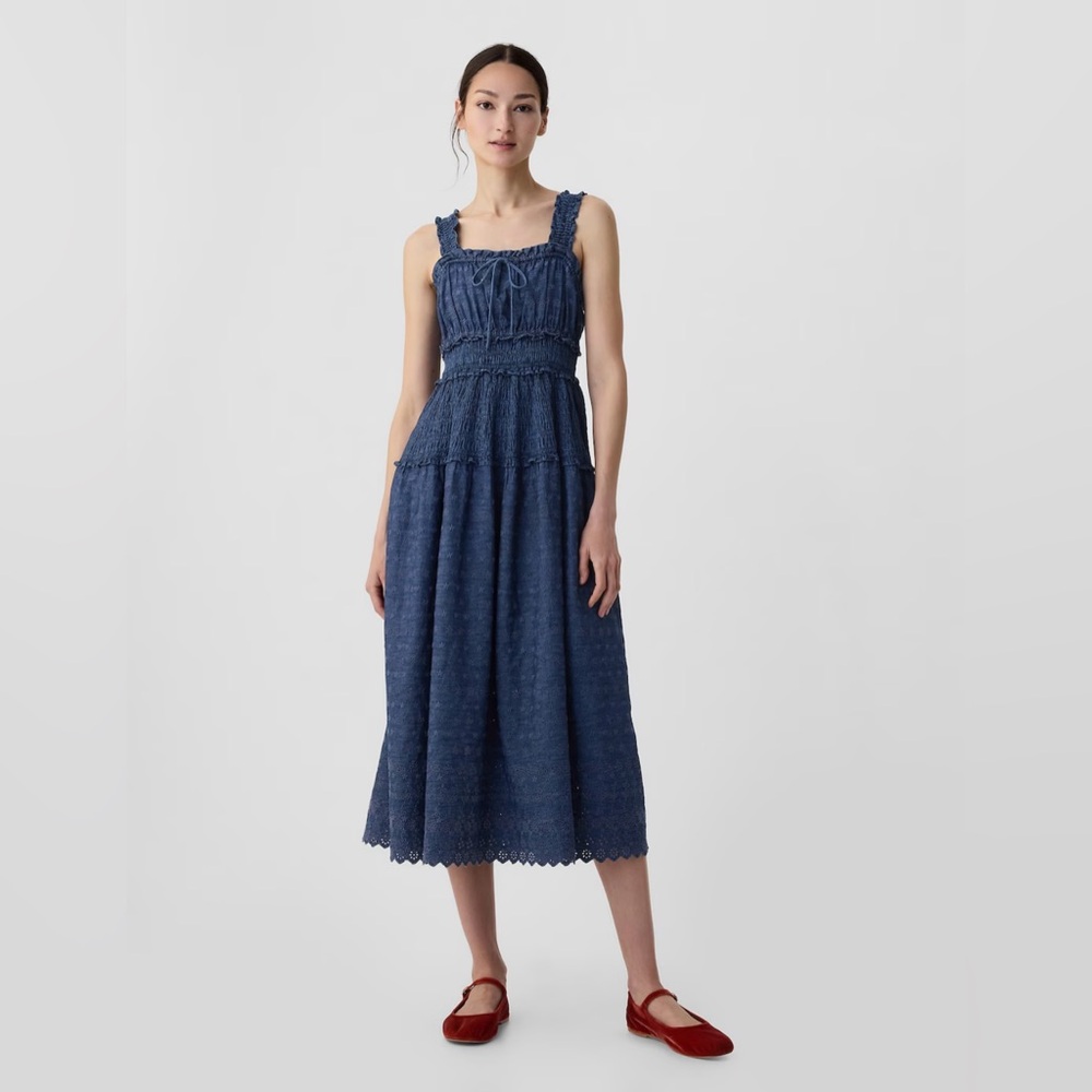 Gap × DÔEN Eyelet Denim Midi Dress XS